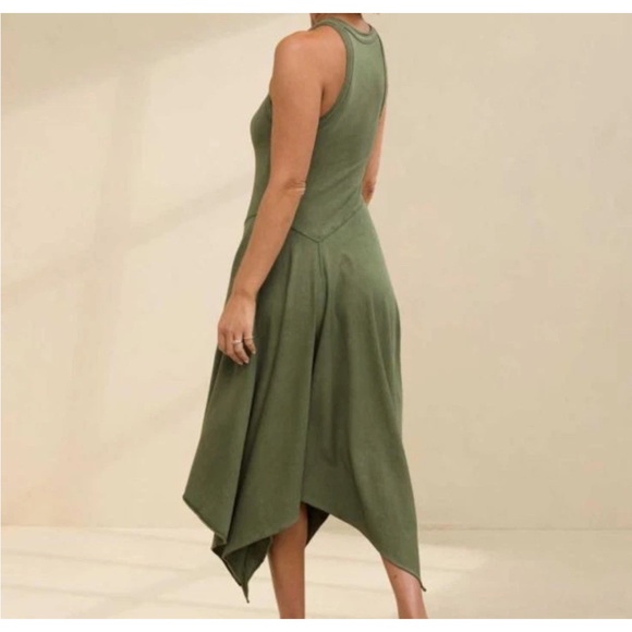 Aerie Tank Asymmetric Midi Dress Green Fit & Flare Cotton Blend Size XS 2024 - Picture 6 of 13